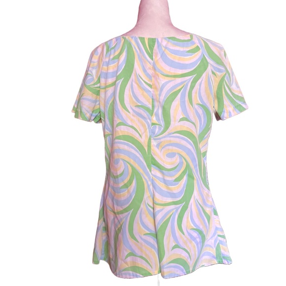 Vintage 60s 70s Homemade Psychedelic Print Tunic Top Sz M / L - Picture 4 of 12
